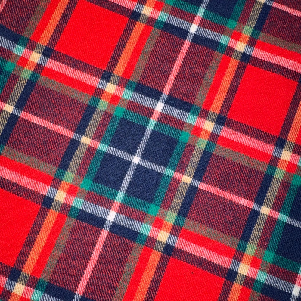 Vintage Style Tartan Plaid Wool Fabric Red Navy Green 56x51 Heritage Textile